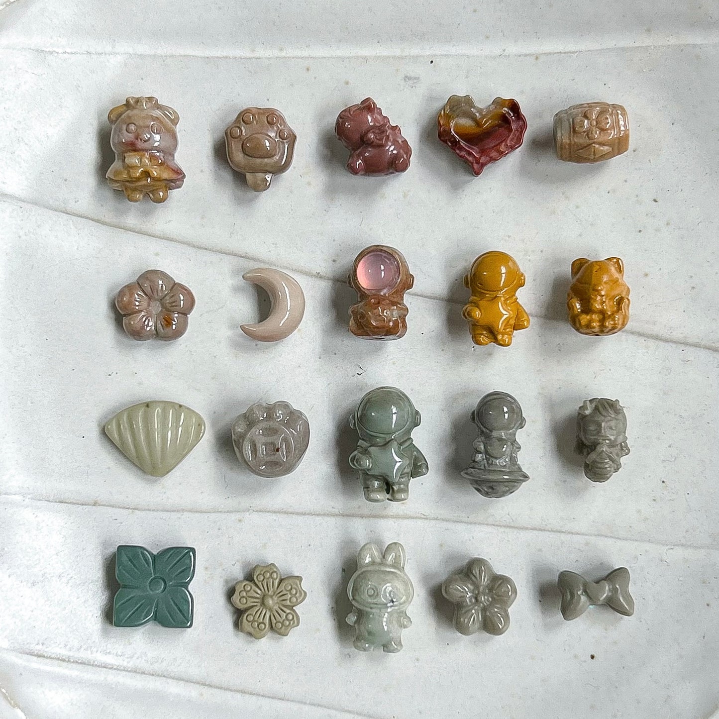 Alashan Agate Nude & Green Charms