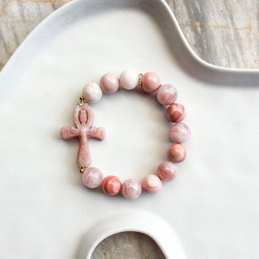 Eternal Heart Ankh Rosary Bracelet [Love, Healing, Abundance ]