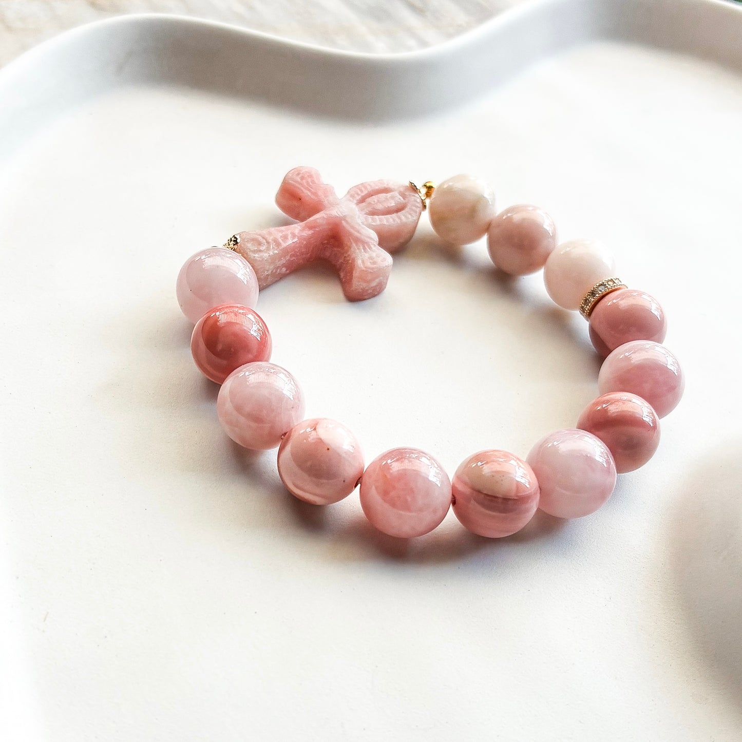 Eternal Heart Ankh Rosary Bracelet [Love, Healing, Abundance ]