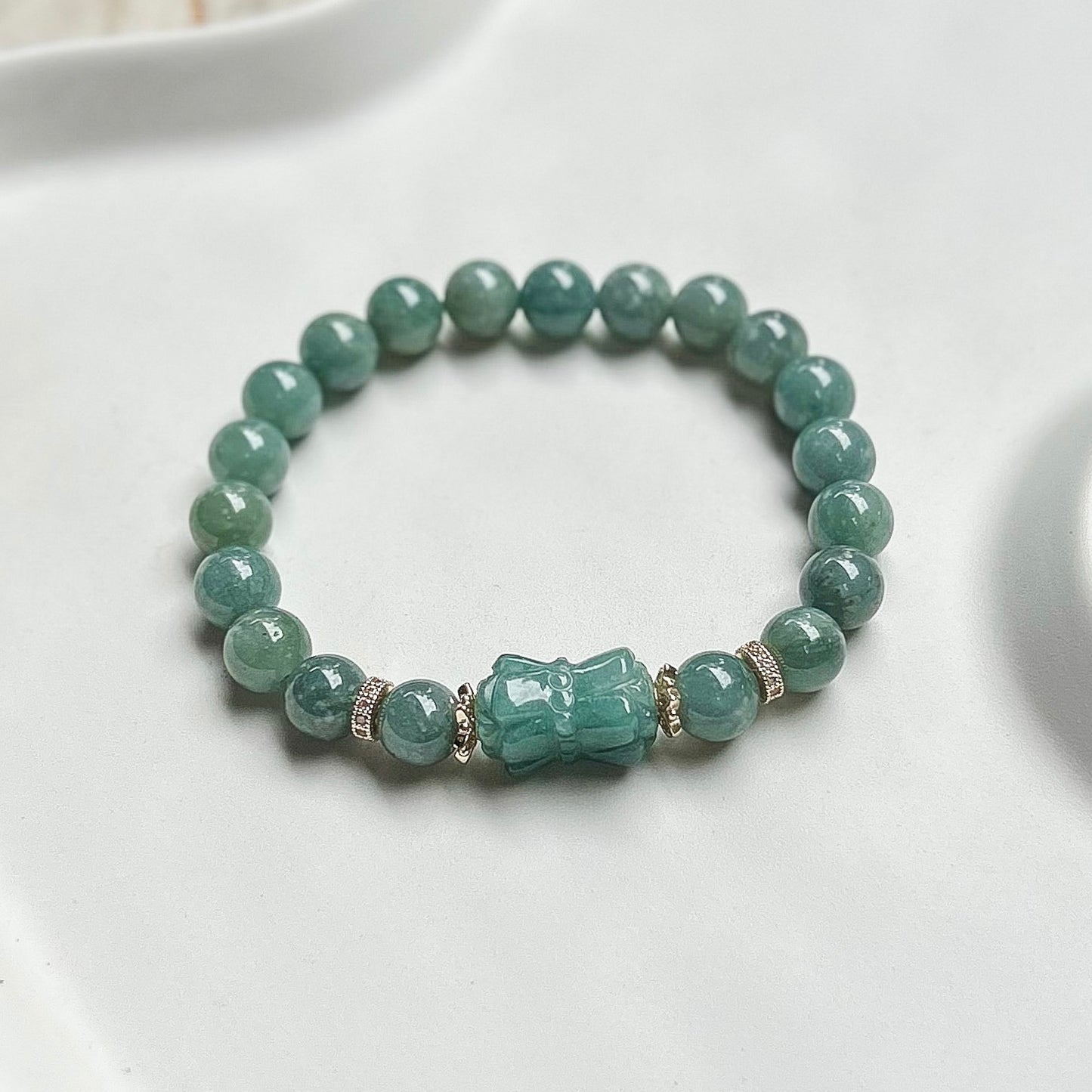 Blue Water Jadeite with Double Lotus