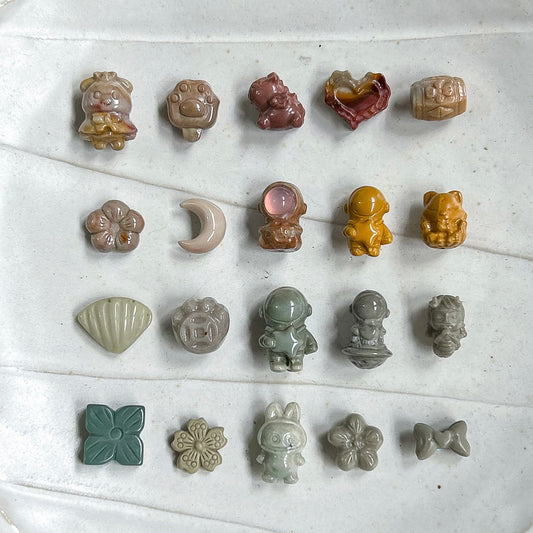 Alashan Agate Nude & Green Charms