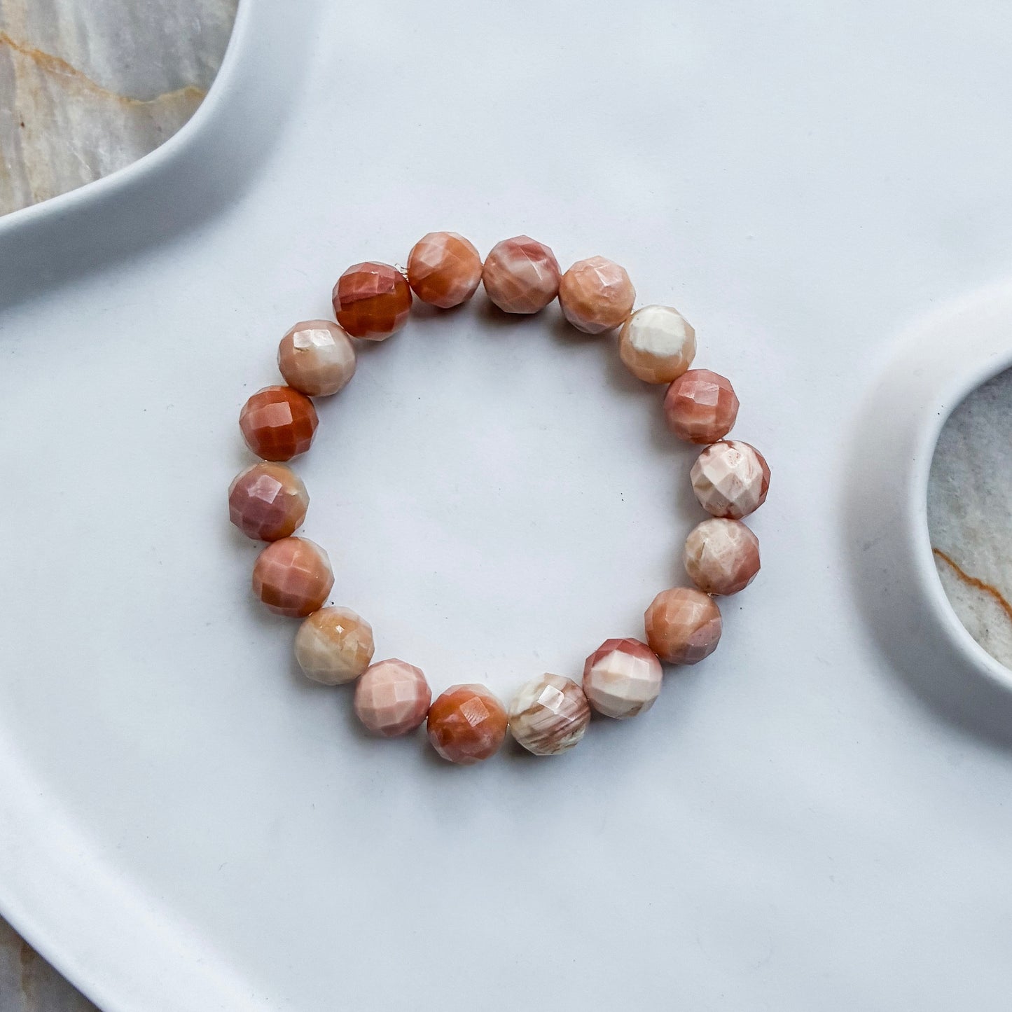 Faceted Peach Alashan Agate 10mm