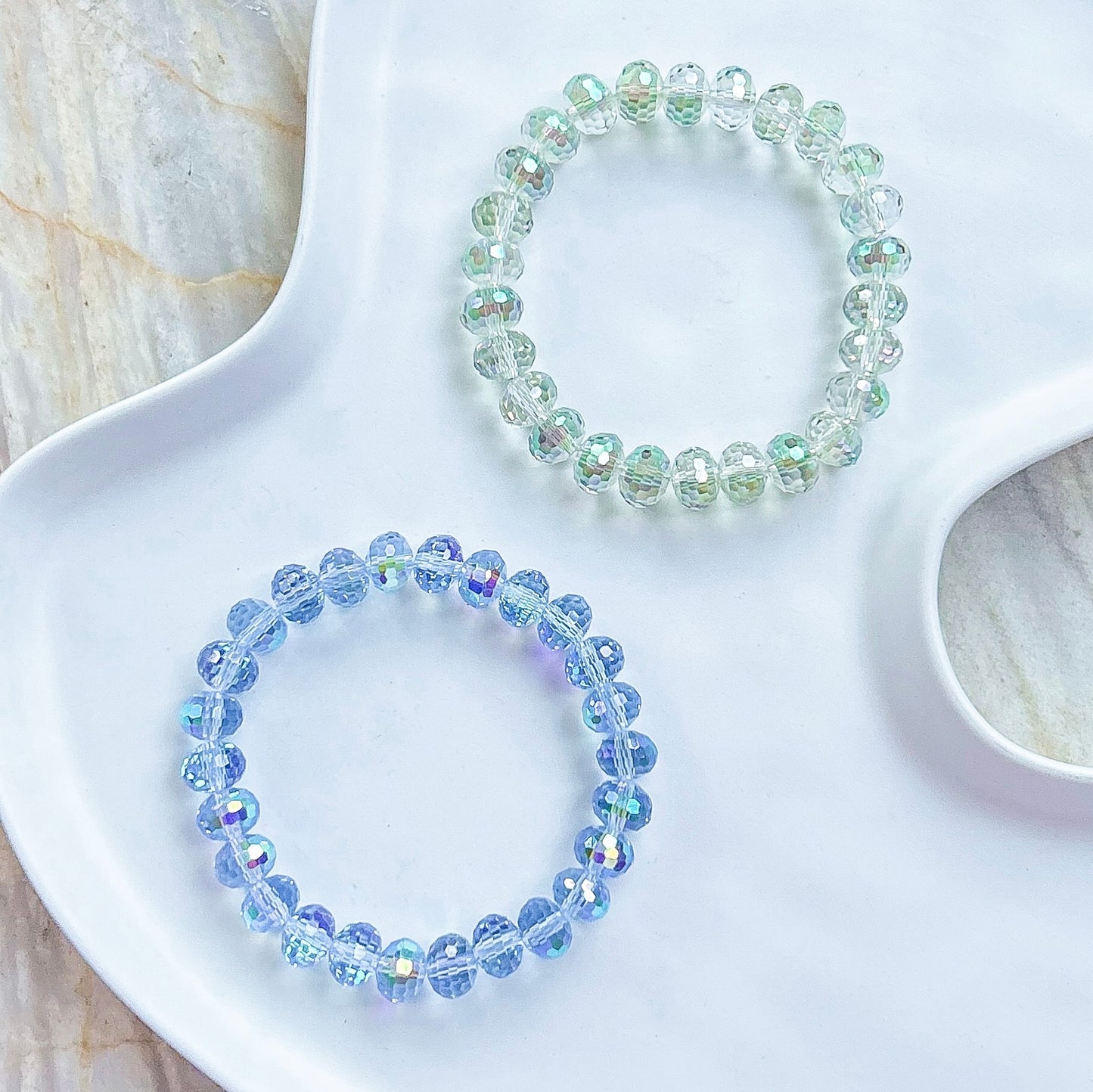 Aura Quartz, Faceted Rondelle 9mm
