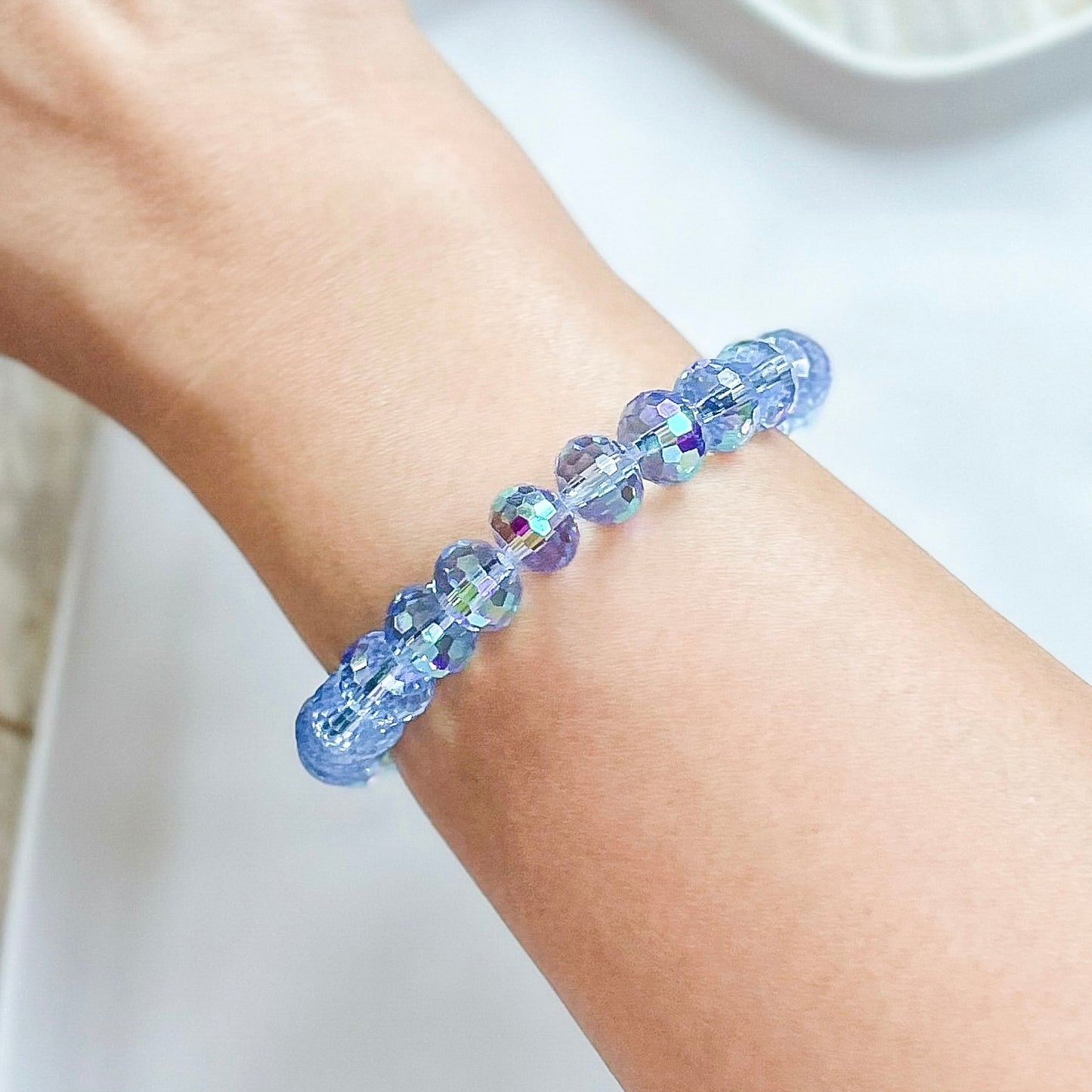 Aura Quartz, Faceted Rondelle 9mm