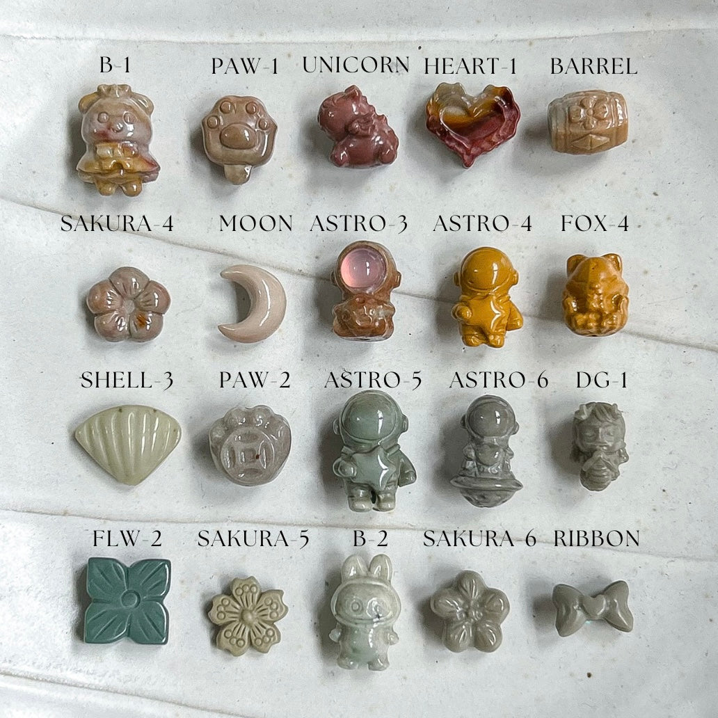 Alashan Agate Nude & Green Charms