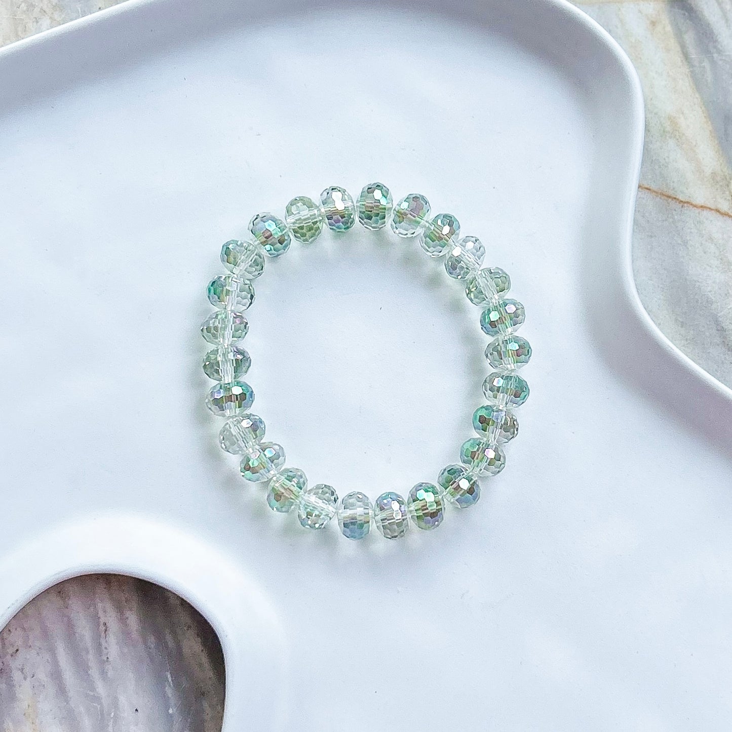 Aura Quartz, Faceted Rondelle 9mm