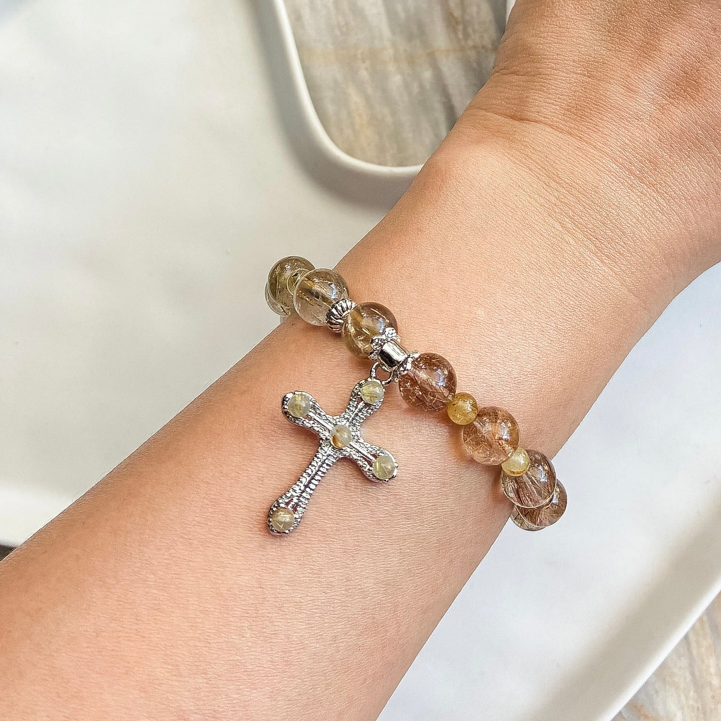 Radiant Devotion Rosary Bracelet [Faith, Divine Alignment, Abundance ]