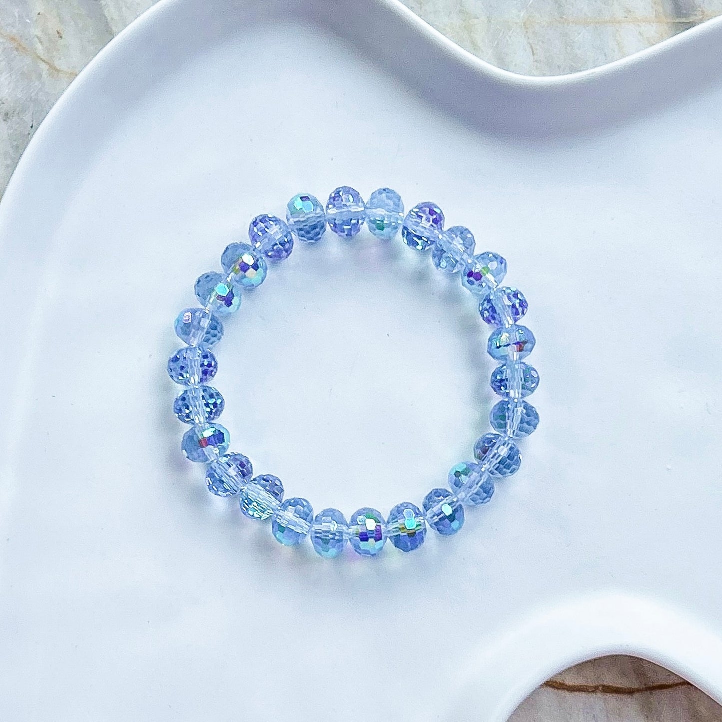 Aura Quartz, Faceted Rondelle 9mm