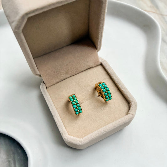Turquoise Huggie Earrings [Gold Vermeil]