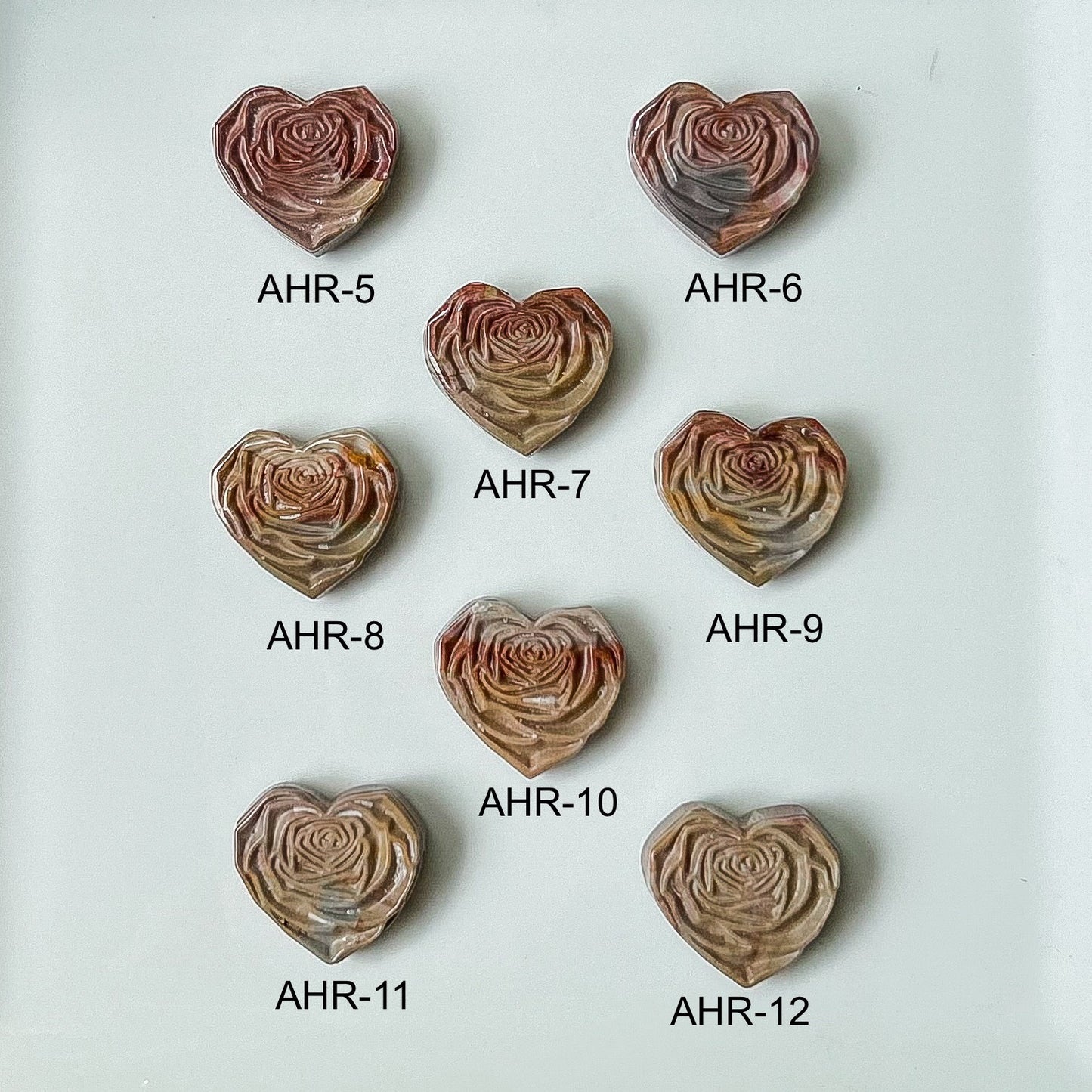 Alashan Agate Heart Rose Charms