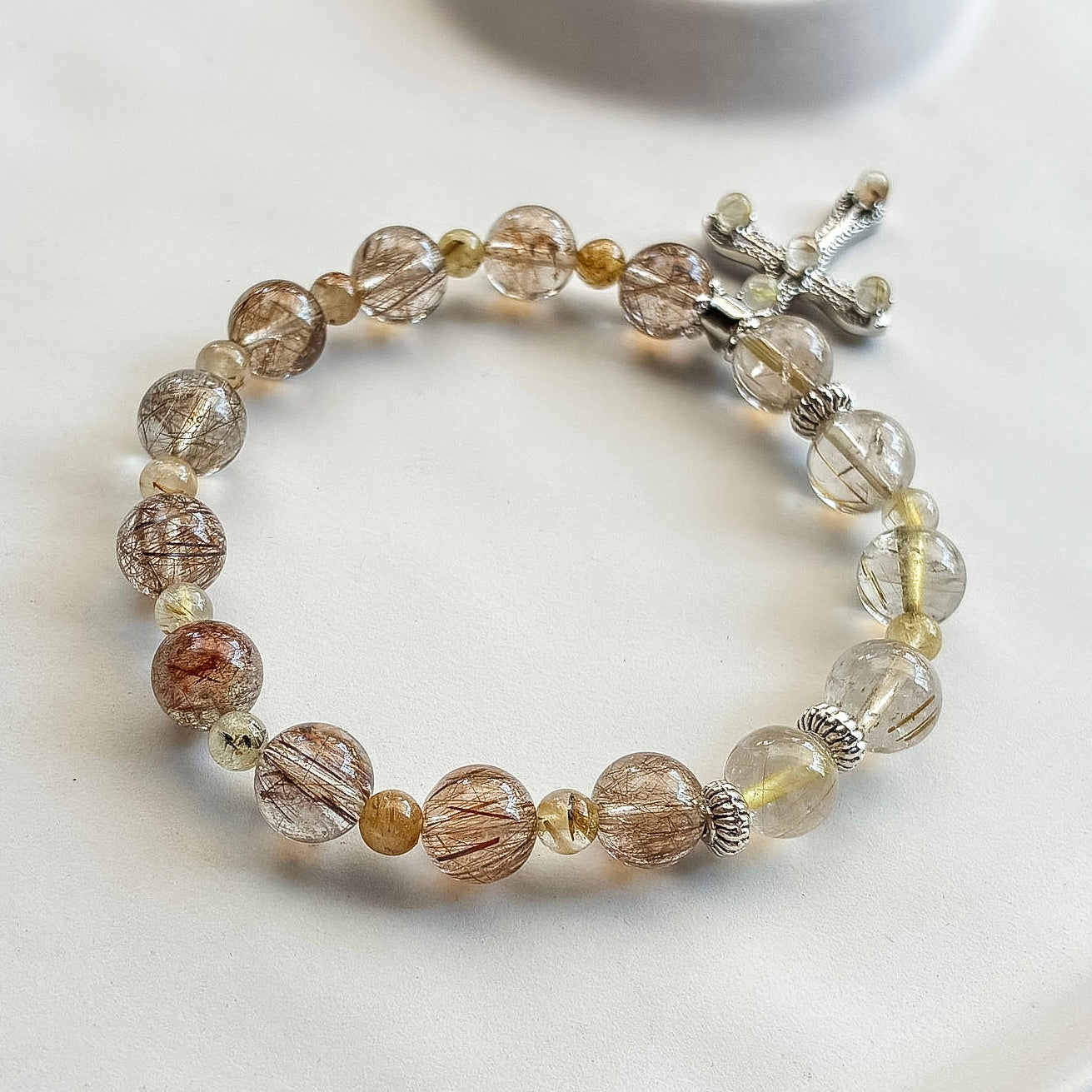 Radiant Devotion Rosary Bracelet [Faith, Divine Alignment, Abundance ]