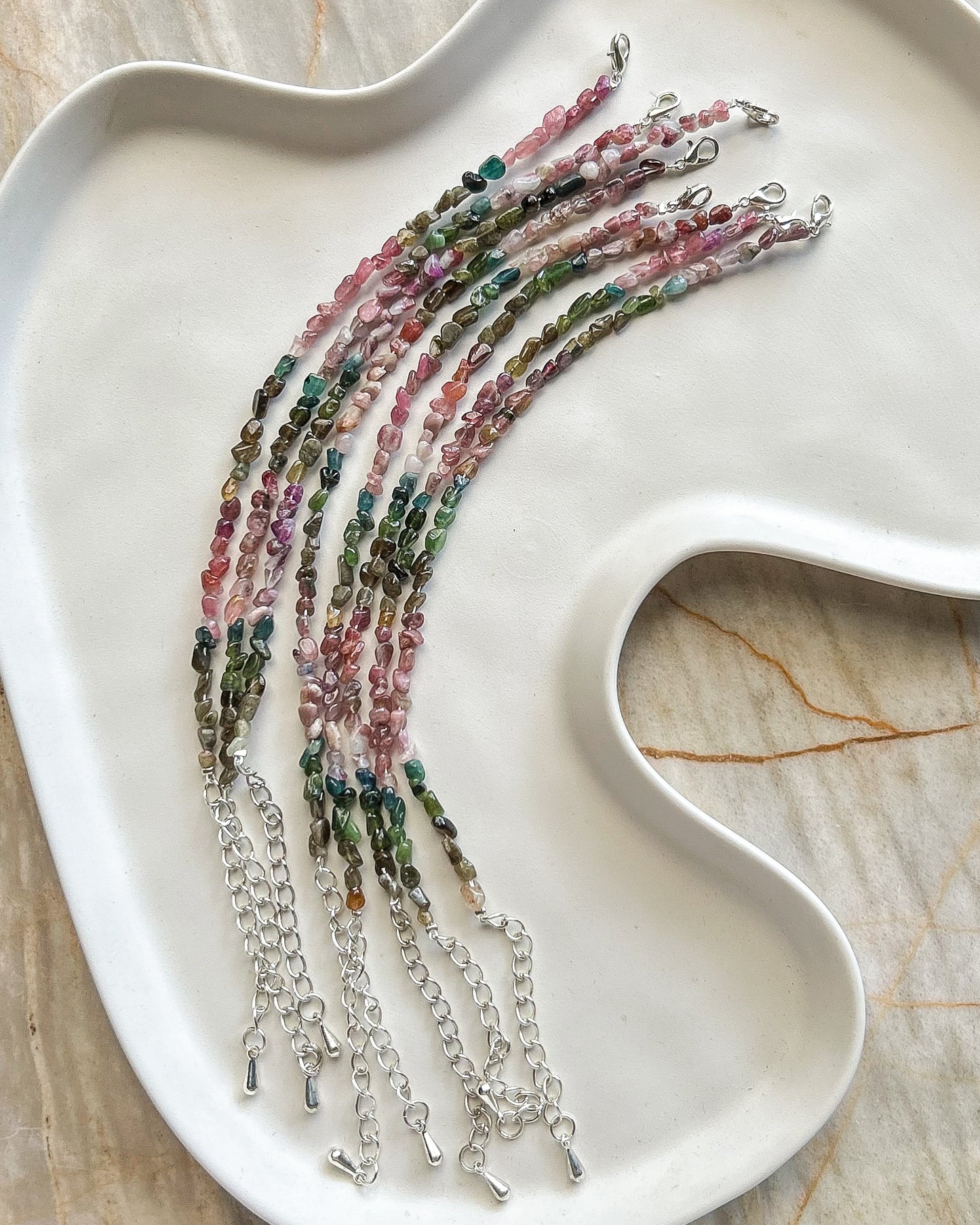 Mixed Tourmaline Adjustable Chain Bracelet