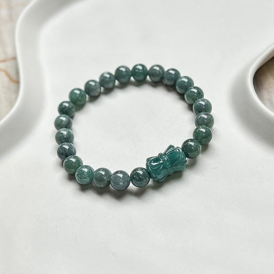 Blue Water Jadeite with Double Lotus