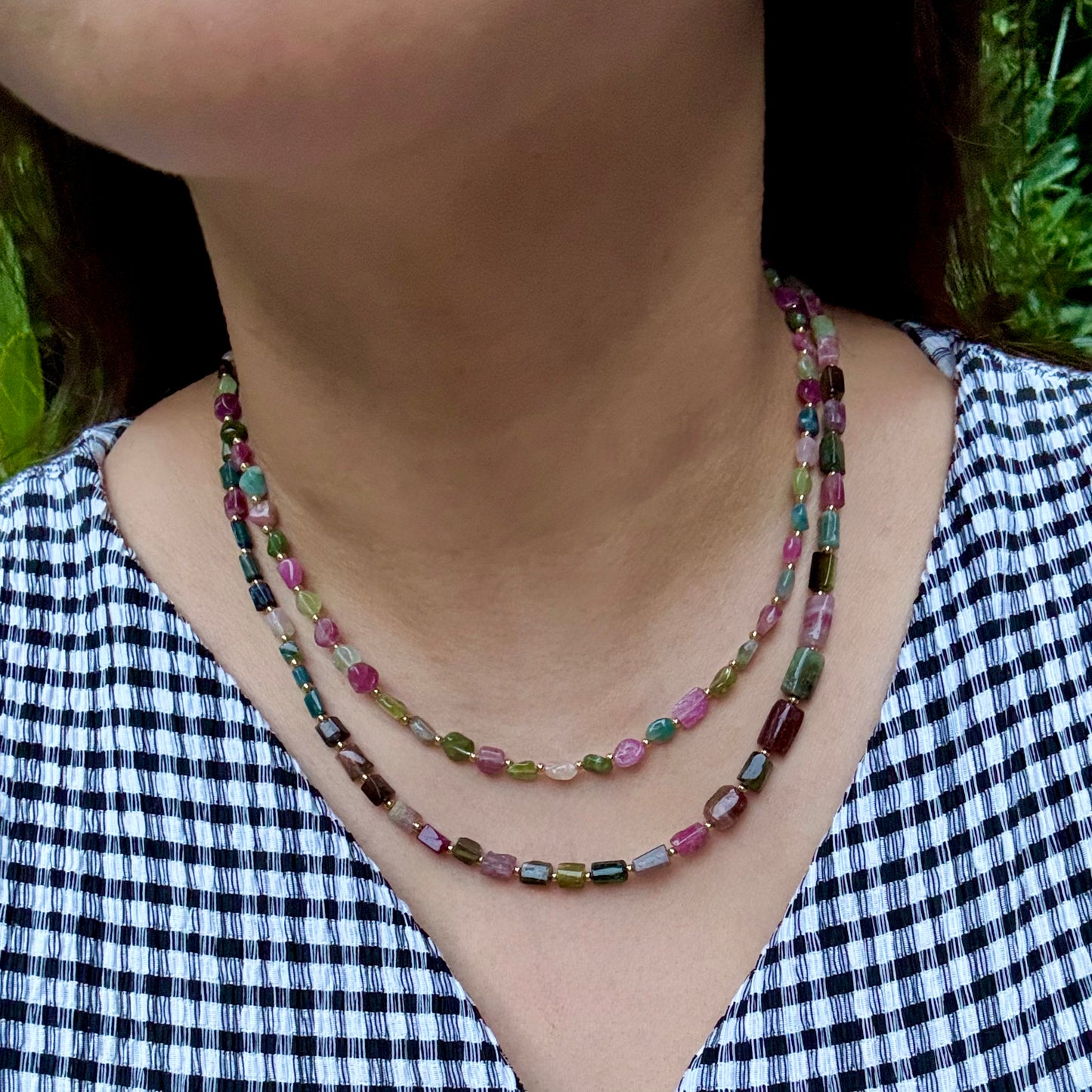 Rainbow Shield v3  [Mixed Tourmaline Necklace Freeform Barrel]