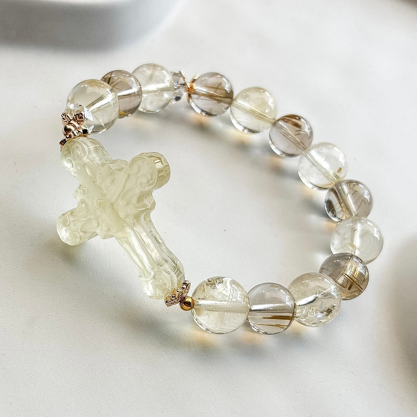 Golden Devotion Rosary Bracelet [Faith, Divine Alignment, Abundance ]