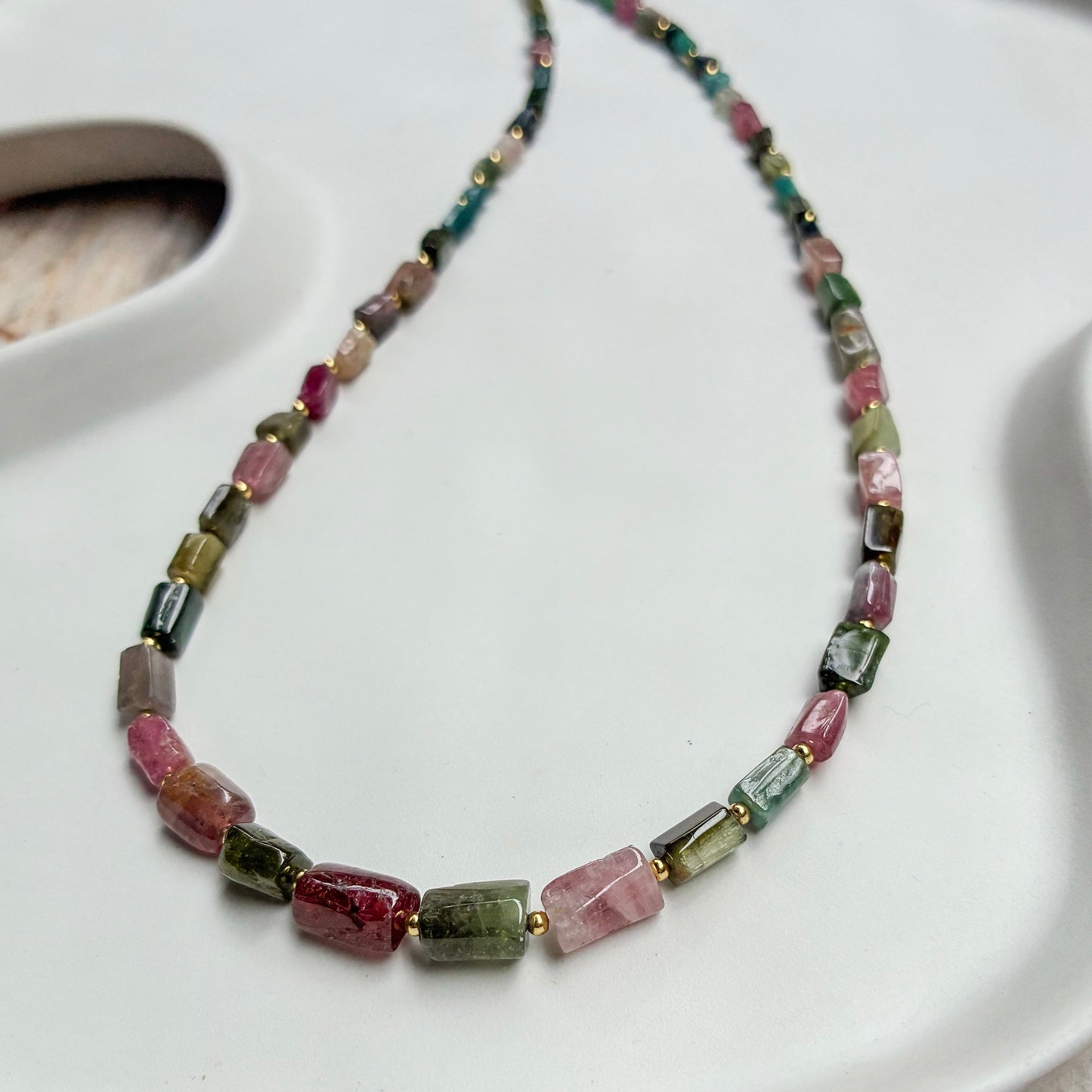 Rainbow Shield v3  [Mixed Tourmaline Necklace Freeform Barrel]