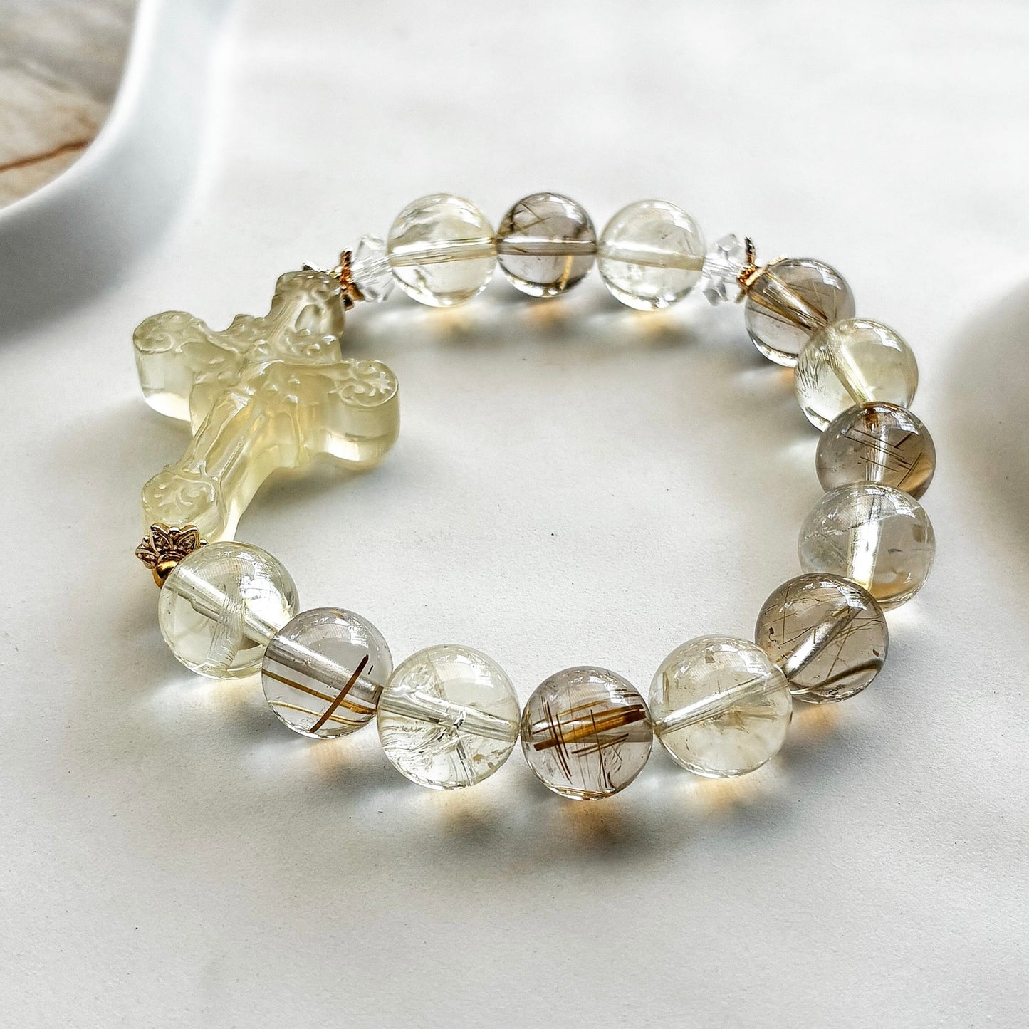 Golden Devotion Rosary Bracelet [Faith, Divine Alignment, Abundance ]