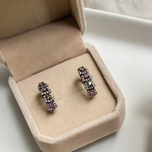 Mixed Tourmaline Huggie Earrings [S925]