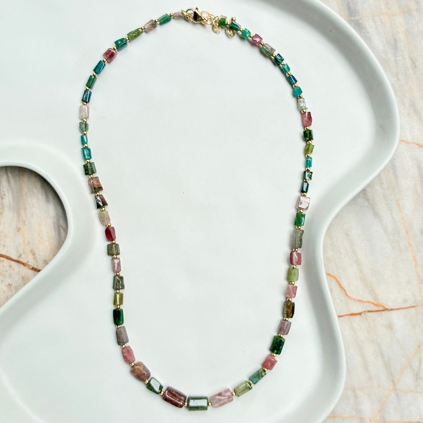 Rainbow Shield v3  [Mixed Tourmaline Necklace Freeform Barrel]