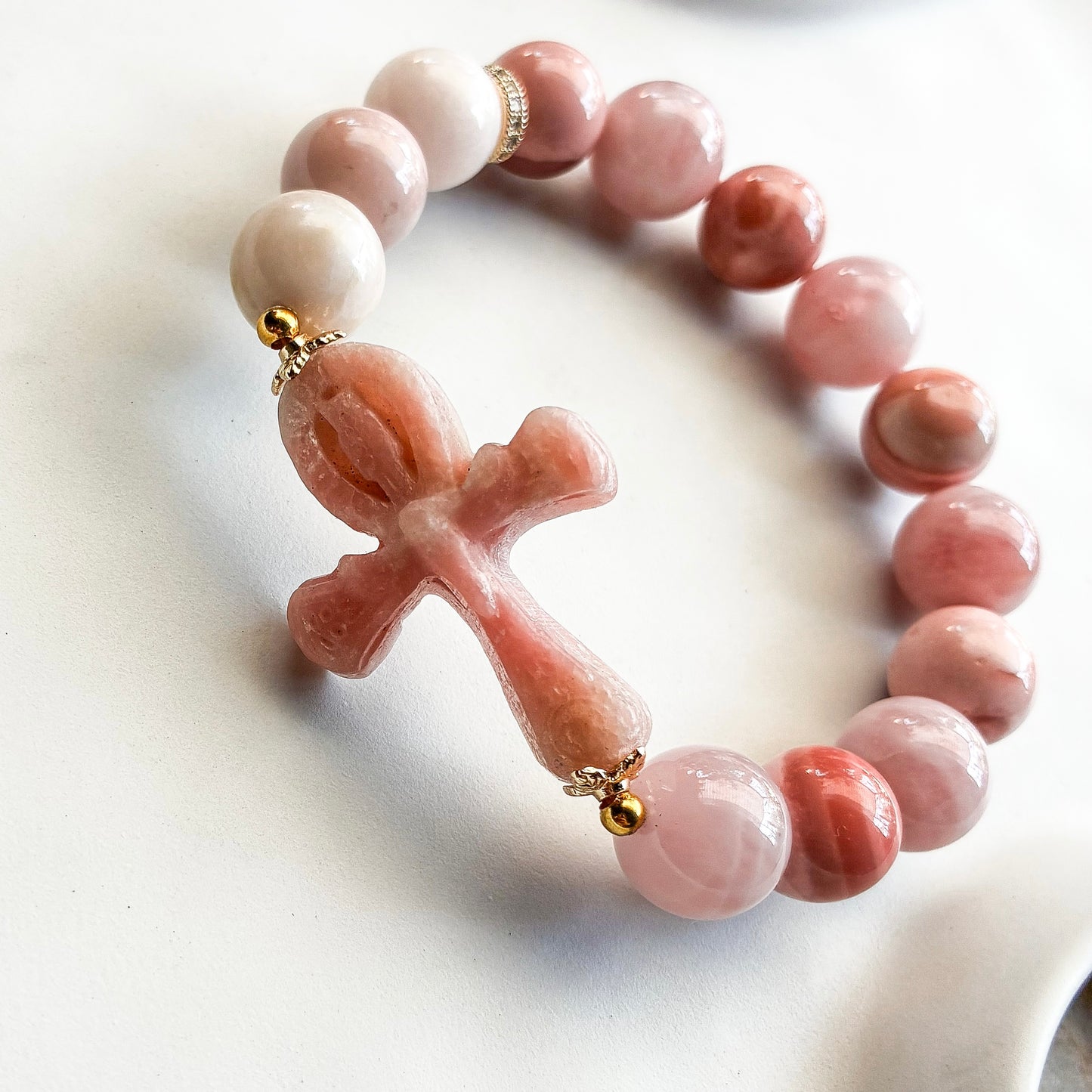 Eternal Heart Ankh Rosary Bracelet [Love, Healing, Abundance ]