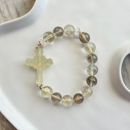 Golden Devotion Rosary Bracelet [Faith, Divine Alignment, Abundance ]