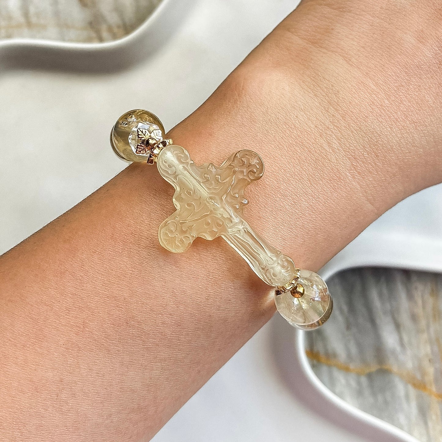 Golden Devotion Rosary Bracelet [Faith, Divine Alignment, Abundance ]