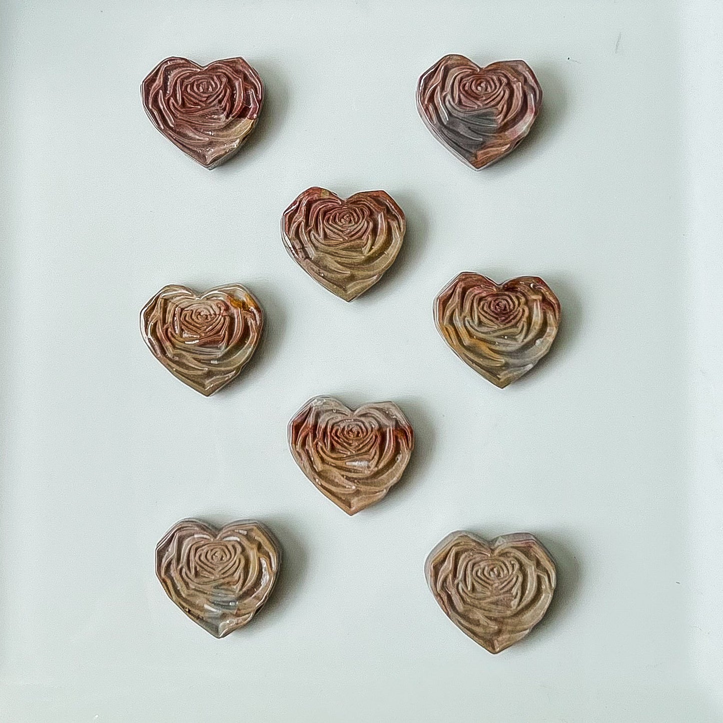 Alashan Agate Heart Rose Charms