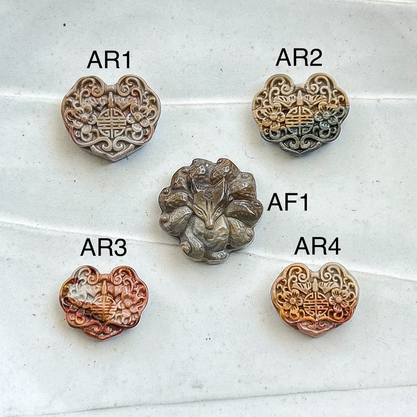 Alashan Agate Ruyi and Fox Statement Charms