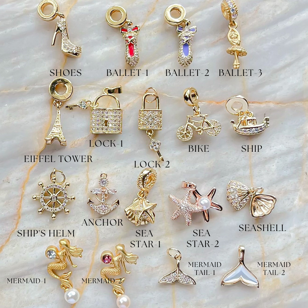 Ballet, Travel, Mermaid Zircon Charms