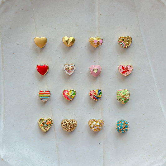 Gold Plated Heart Charms Set A