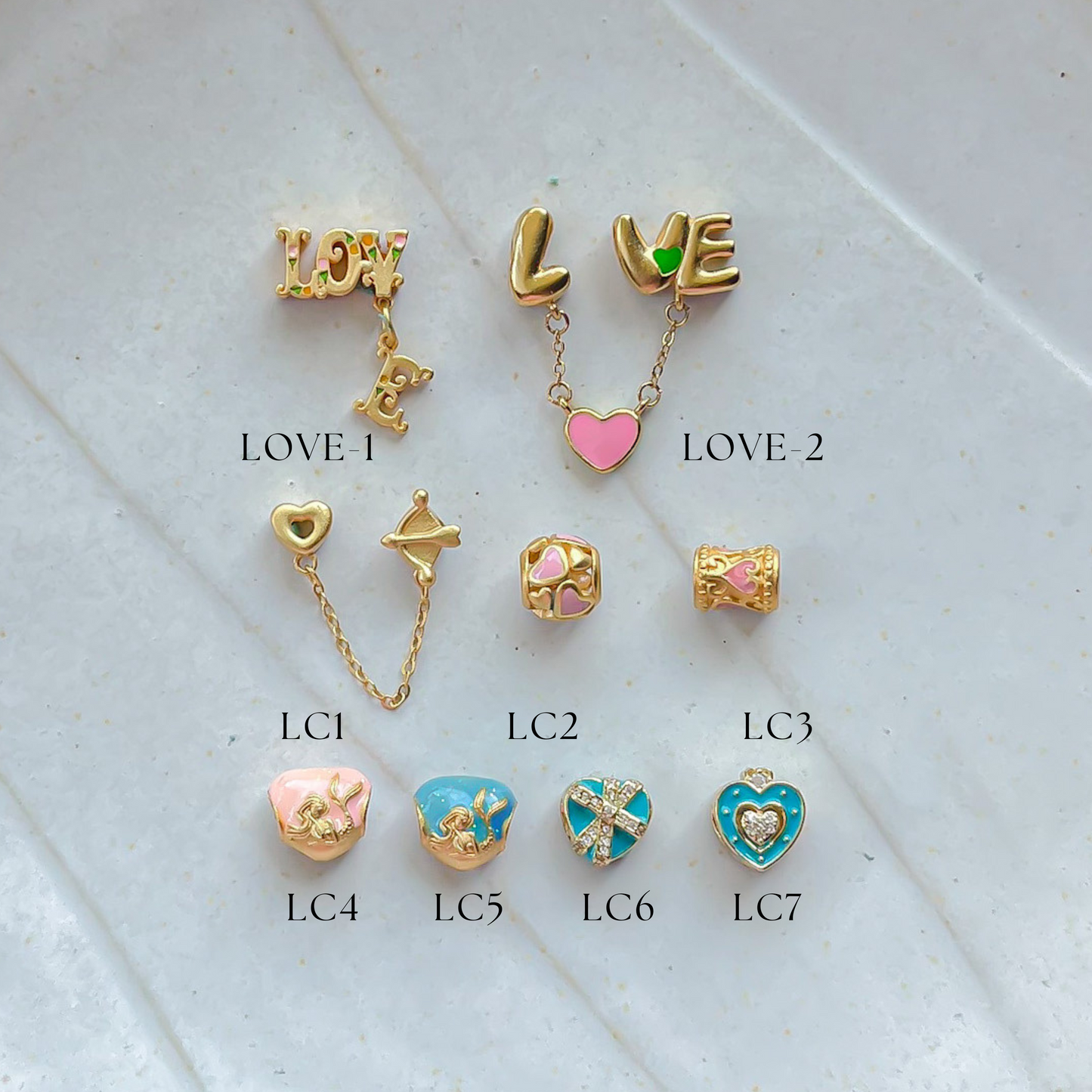 Gold Plated Heart Charms Set B