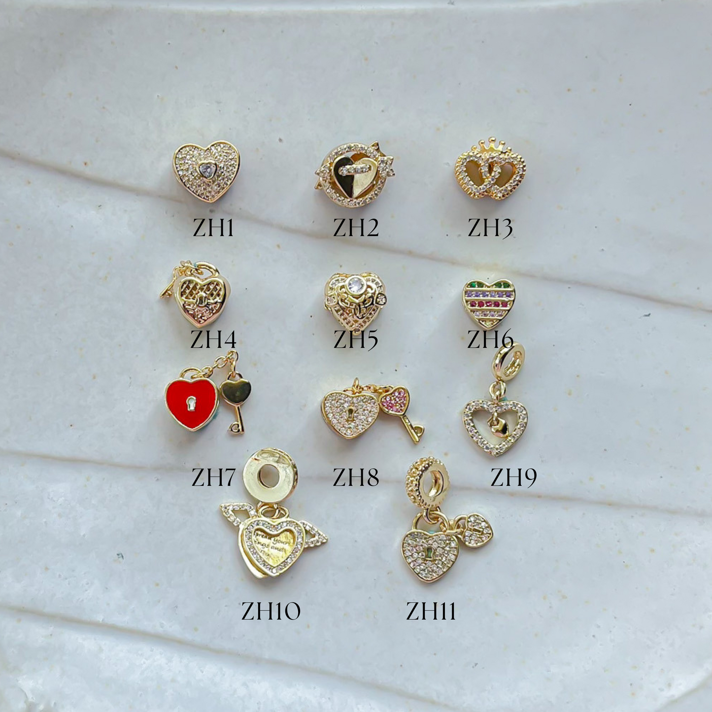 Gold Plated Heart Charms Set B
