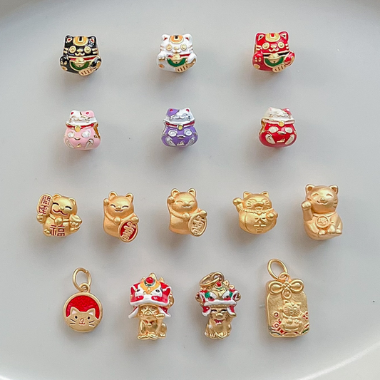 Gold Plated Charms - Lucky Cat (Maneki neko)