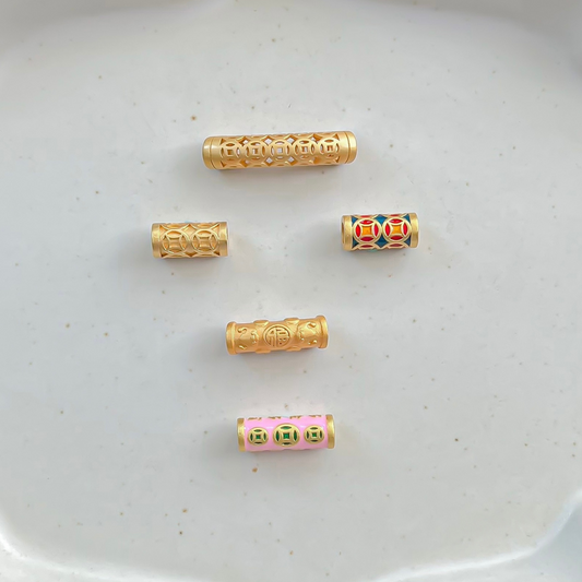 Gold Plated Wealth Charms - Coin Barrel